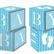 Sweet Baby Feet Blue - Baby Shower Cube Centre Piece