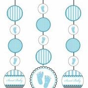 Sweet Baby Feet Blue - Baby Shower Hanging Cut Outs
