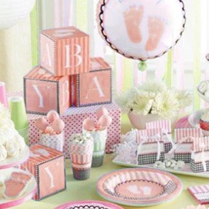 Sweet Baby Feet Pink Tableware complete set